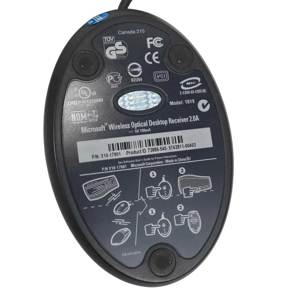 Microsoft Wireless Optical Mouse 2.0 Model 1008 w Receiver 1019 Vintage Tech